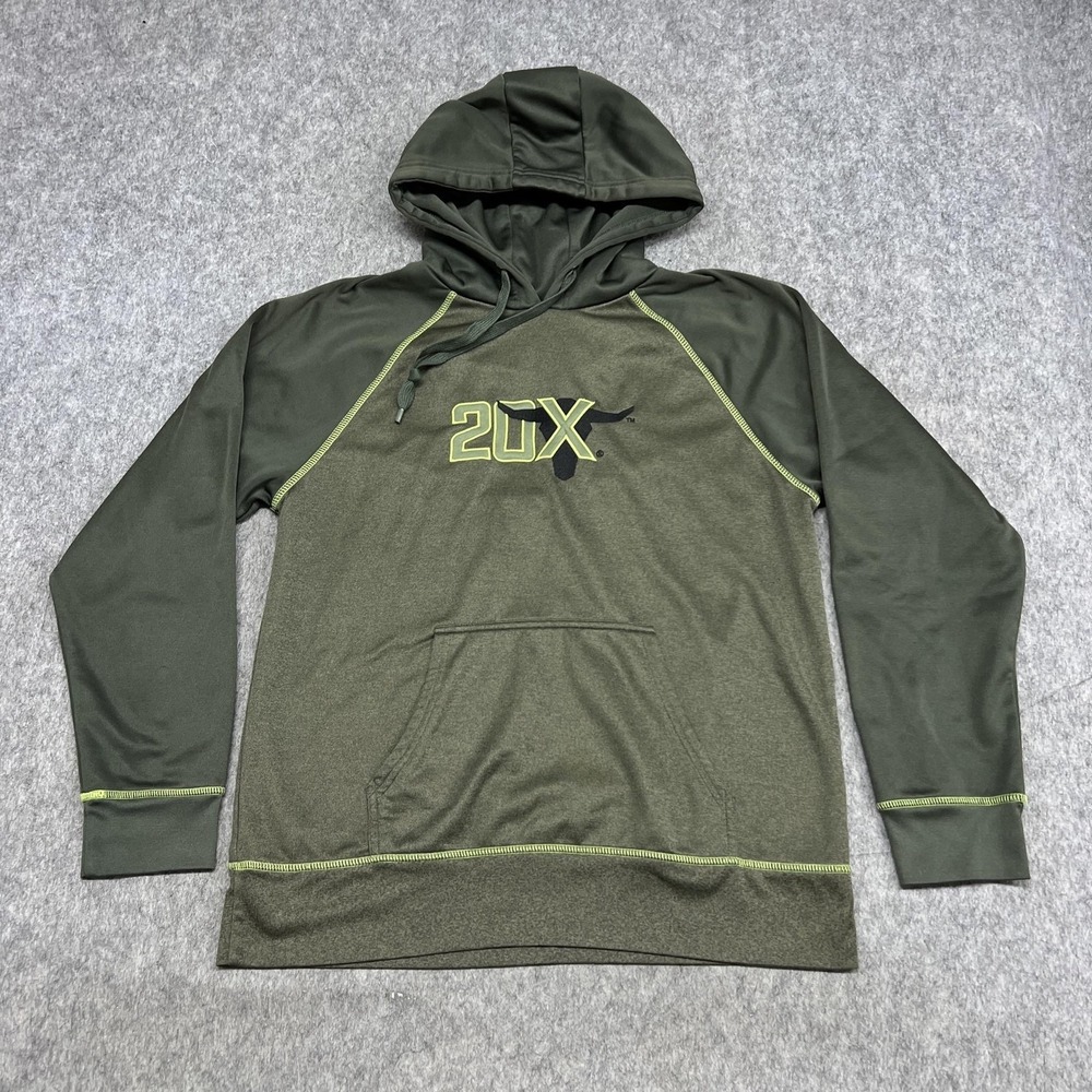 Wrangler Hoodie Mens L Green 20X Competition Fleece Pullover Cowboy Western